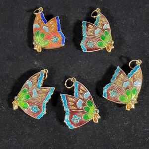 Enameled Butterfly Pendants